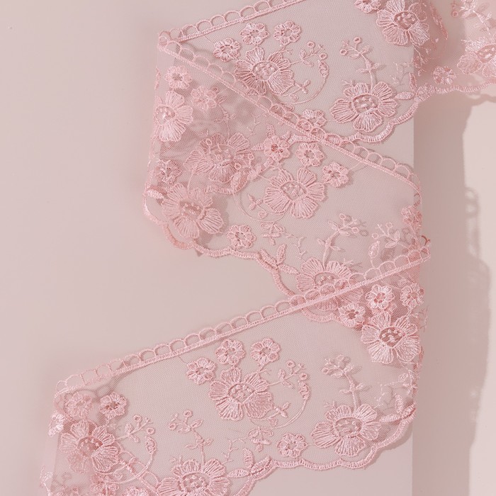 Кружево на сетке, 85 мм × 9 м, цвет лососёвый
Кружево на сетке, 85 мм × 9 м, цвет лососёвый