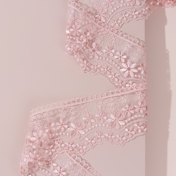Кружево на сетке, 75 мм × 9 м, цвет лососёвый
Кружево на сетке, 75 мм × 9 м, цвет лососёвый