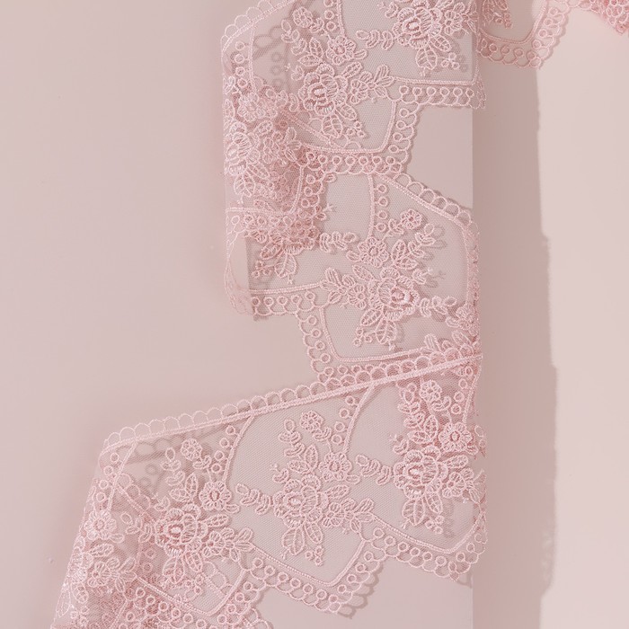 Кружево на сетке, 95 мм × 9 м, цвет лососёвый
Кружево на сетке, 95 мм × 9 м, цвет лососёвый