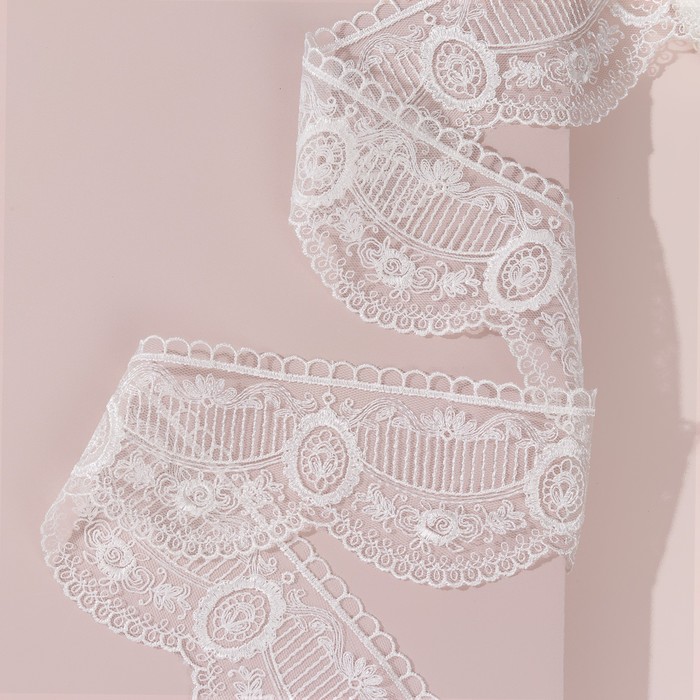 Кружево на сетке, 70 мм × 9 м, цвет экрю
Кружево на сетке, 70 мм × 9 м, цвет экрю