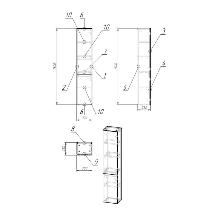 фото Пенал lara 30, универсальный, белый cersanit