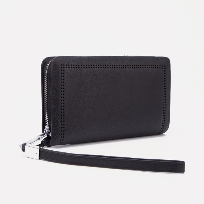 Портмоне на молнии, с ручкой, для купюр, для карт, для монет, цвет чёрный
Портмоне на молнии, с ручкой, для купюр, для карт, для монет, цвет чёрный