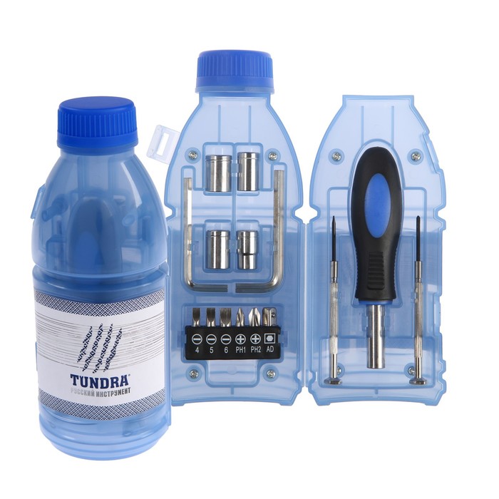 Набор инструментов ТУНДРА, подарочный пластиковый кейс "Бутылка", 15 предметов
Набор инструментов ТУНДРА, подарочный пластиковый кейс "Бутылка", 15 предметов