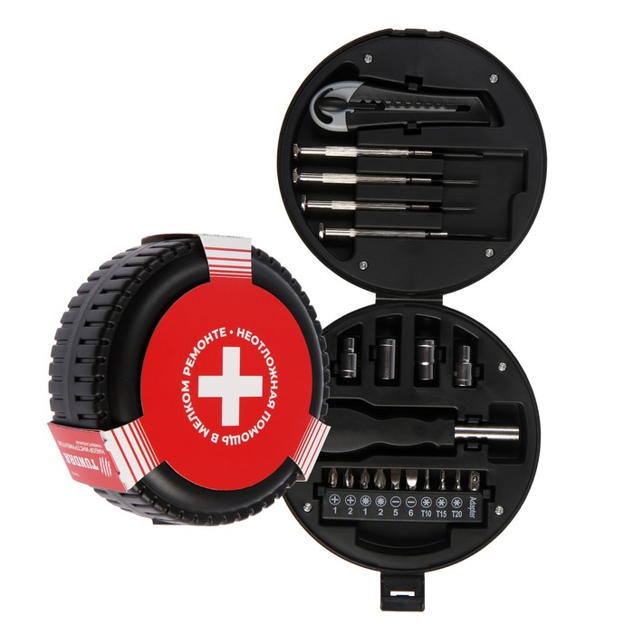 Набор инструментов ТУНДРА, подарочный пластиковый кейс "Колесо", 20 предметов 
Набор инструментов ТУНДРА, подарочный пластиковый кейс "Колесо", 20 предметов