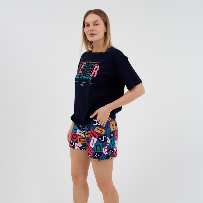 Комплект домашний женский (футболка, шорты) цвет тёмно-синий, размер 48
Комплект домашний женский (футболка, шорты) цвет тёмно-синий, размер 48