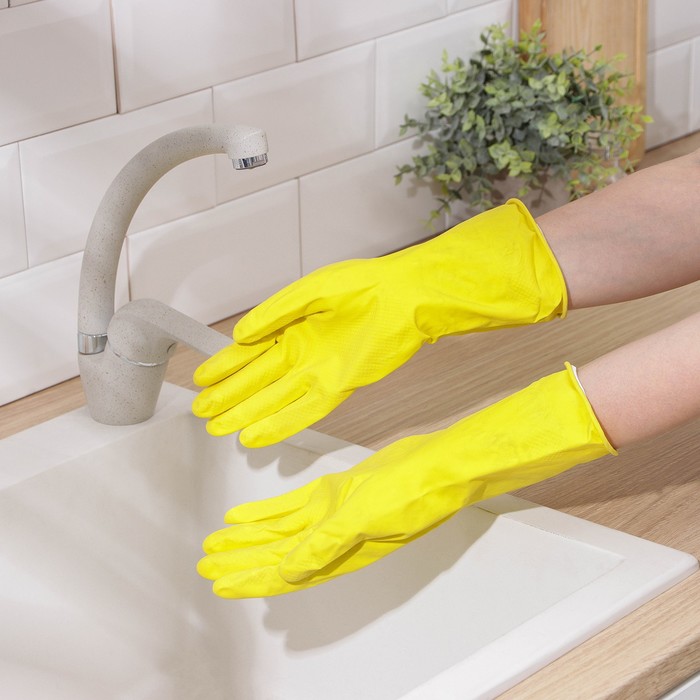 Перчатки латексные хозяйственные Komfi, с х/б напылением, размер М, цвет жёлтый
Перчатки латексные хозяйственные Komfi, с х/б напылением, размер М, цвет жёлтый