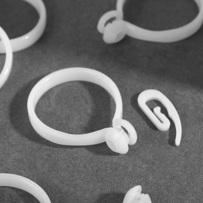 Набор для штор, кольца и крючки, 10 шт, цвет белый
Набор для штор, кольца и крючки, 10 шт, цвет белый