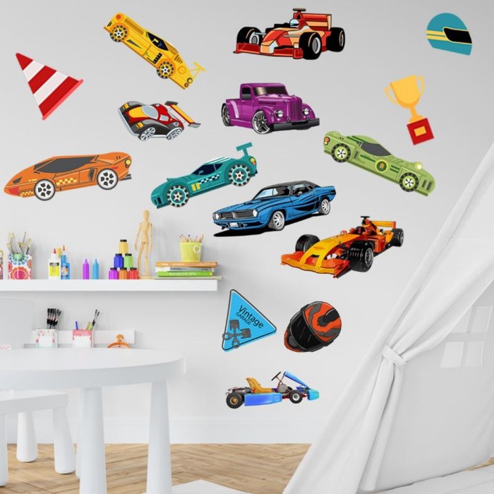 Наклейка пластик интерьерная цветная "Гоночные автомобили" 35х50 см
Наклейка пластик интерьерная цветная "Гоночные автомобили" 35х50 см