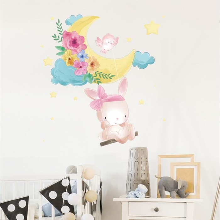 Наклейка пластик интерьерная цветная "Зайка на качеле" 30х90 см
Наклейка пластик интерьерная цветная "Зайка на качеле" 30х90 см