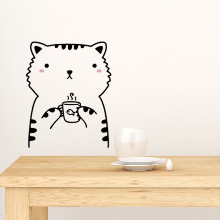 Наклейка пластик интерьерная чёрная "Котик с чашкой" 29х23 см
Наклейка пластик интерьерная чёрная "Котик с чашкой" 29х23 см