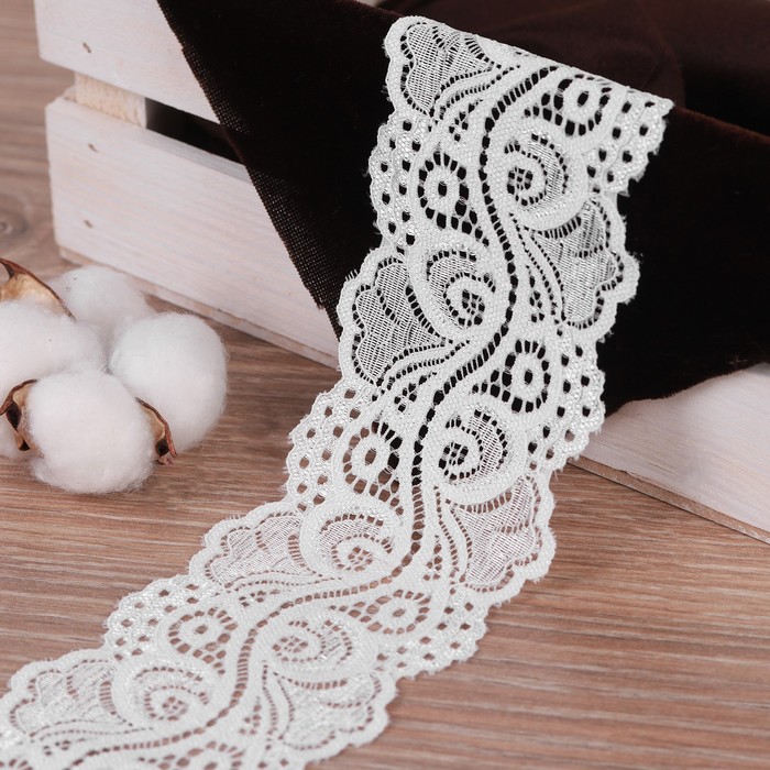 Кружево эластичное, 65 мм × 9 ± 0,5 м, цвет белый
Кружево эластичное, 65 мм × 9 ± 0,5 м, цвет белый