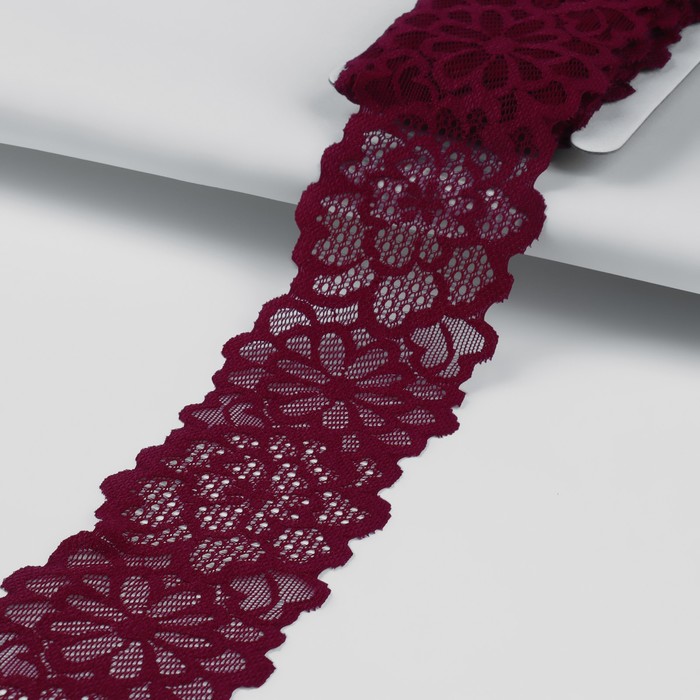 Кружево эластичное, 65 мм × 9 ± 0,5 м, цвет бордовый 
Кружево эластичное, 65 мм × 9 ± 0,5 м, цвет бордовый
