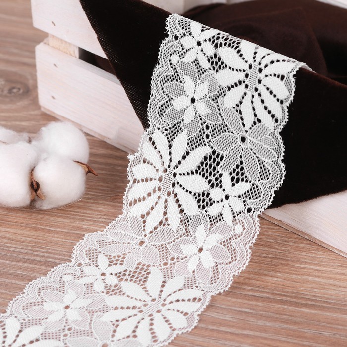 Кружево эластичное, 70 мм × 9 ± 0,5 м, цвет белый
Кружево эластичное, 70 мм × 9 ± 0,5 м, цвет белый
