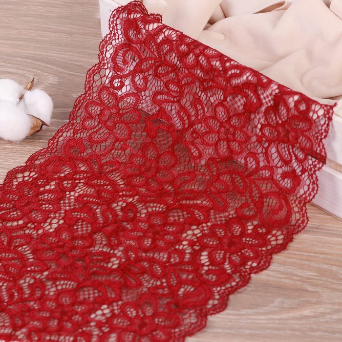 Кружево эластичное, 220 мм × 2,7 ± 0,5 м, цвет бордовый
Кружево эластичное, 220 мм × 2,7 ± 0,5 м, цвет бордовый