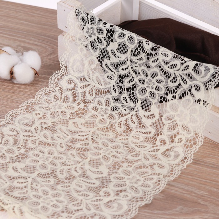 Кружево эластичное, 220 мм × 2,7 ± 0,5 м, цвет молочный
Кружево эластичное, 220 мм × 2,7 ± 0,5 м, цвет молочный