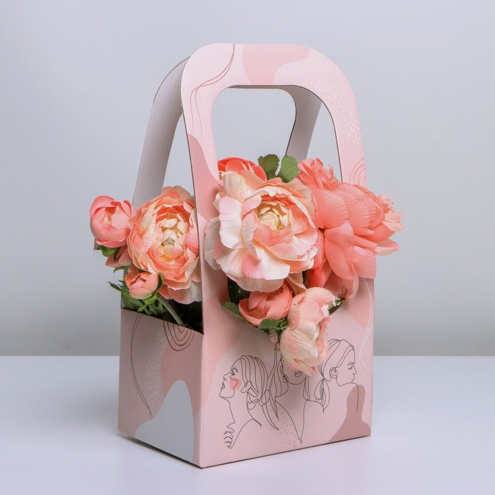 фото Коробка-переноска для цветов «girl style», 17 × 12 × 32 см дарите счастье