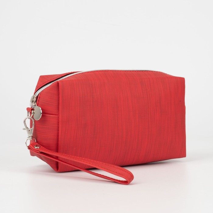 фото Косметичка дор l-б/н стиль, 18*8*10, отд на молнии, с ручкой, красный