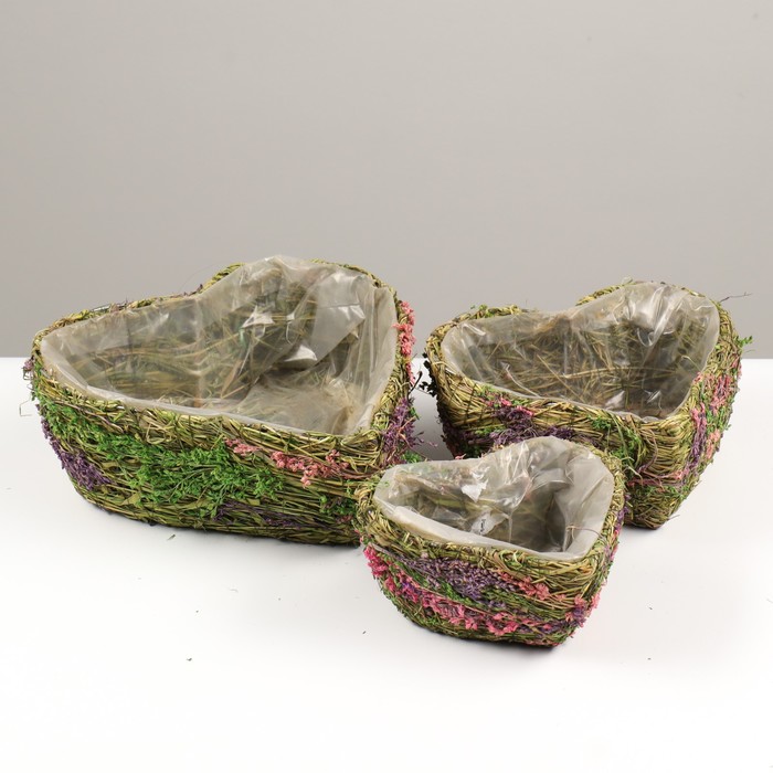 Набор кашпо плетёных "Сердце", 28x20х13x26см, фиолетовый/зелёный
Набор кашпо плетёных "Сердце", 28x20х13x26см, фиолетовый/зелёный