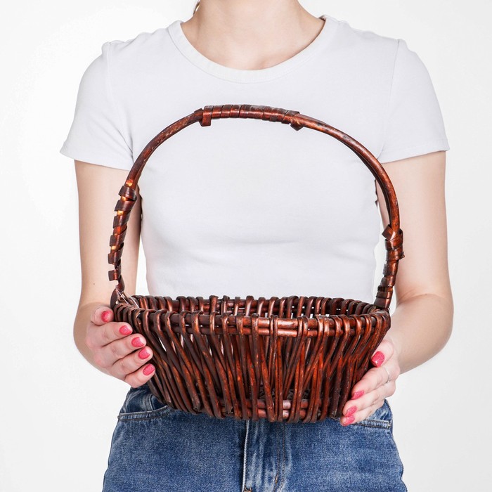 фото Корзина плетёная, 28x20х13x26 см, красно-коричневый