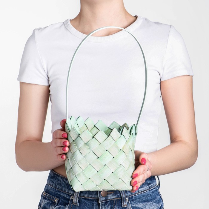 фото Корзина плетёная, 16x34 см, зеленый