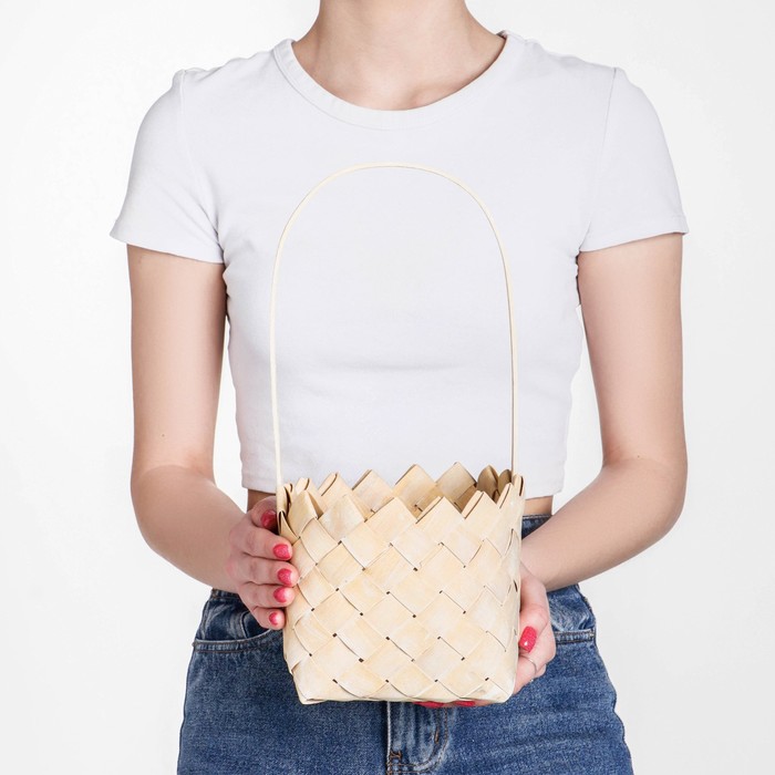 фото Корзина плетёная, 16x34 см, светлый