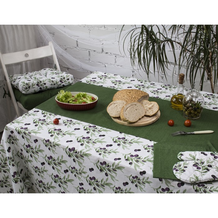 Набор кухонный Black olives: скатерть 140х150 см, салфетка сервировочная 40х40 см. - 4 шт, цвет зеле
Набор кухонный Black olives: скатерть 140х150 см, салфетка сервировочная 40х40 см. - 4 шт, цвет зеле