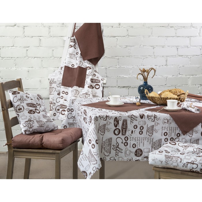 Набор кухонный Coffee: скатерть 140х150 см, салфетка сервировочная 40х40 см. - 4 шт, цвет коричневый 
Набор кухонный Coffee: скатерть 140х150 см, салфетка сервировочная 40х40 см. - 4 шт, цвет коричневый