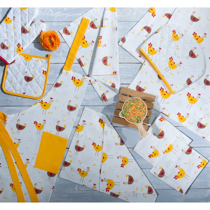 Набор кухонный Hens: скатерть 140х180 см, салфетка сервировочная 40х40 см. - 4 шт, цвет желтый 760
Набор кухонный Hens: скатерть 140х180 см, салфетка сервировочная 40х40 см. - 4 шт, цвет желтый 760