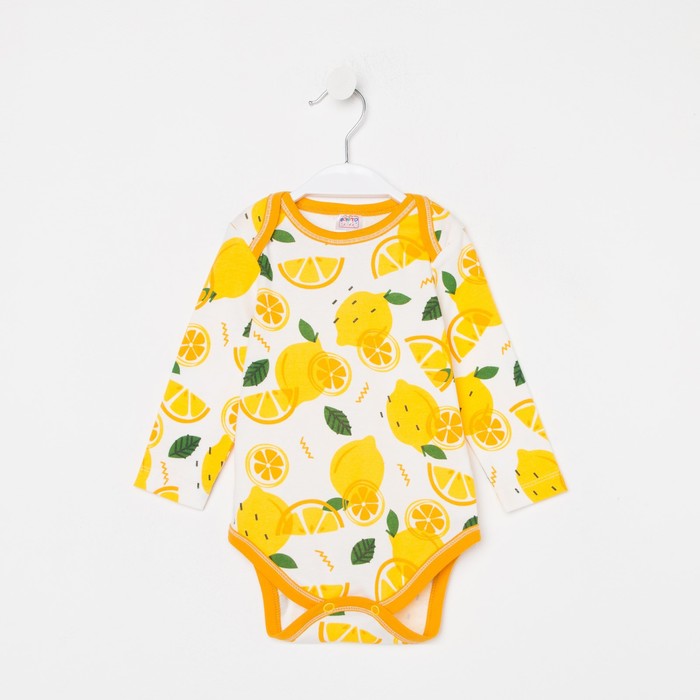 Боди детское, цвет белый/лимоны, рост 80 см 
Боди детское, цвет белый/лимоны, рост 80 см
