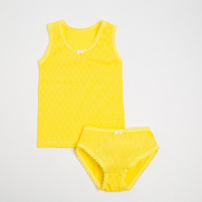 Комплект (майка, трусы) для девочки, цвет жёлтый, рост 104 см 
Комплект (майка, трусы) для девочки, цвет жёлтый, рост 104 см