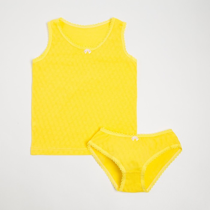 Комплект (майка, трусы) для девочки, цвет жёлтый, рост 116 см
Комплект (майка, трусы) для девочки, цвет жёлтый, рост 116 см