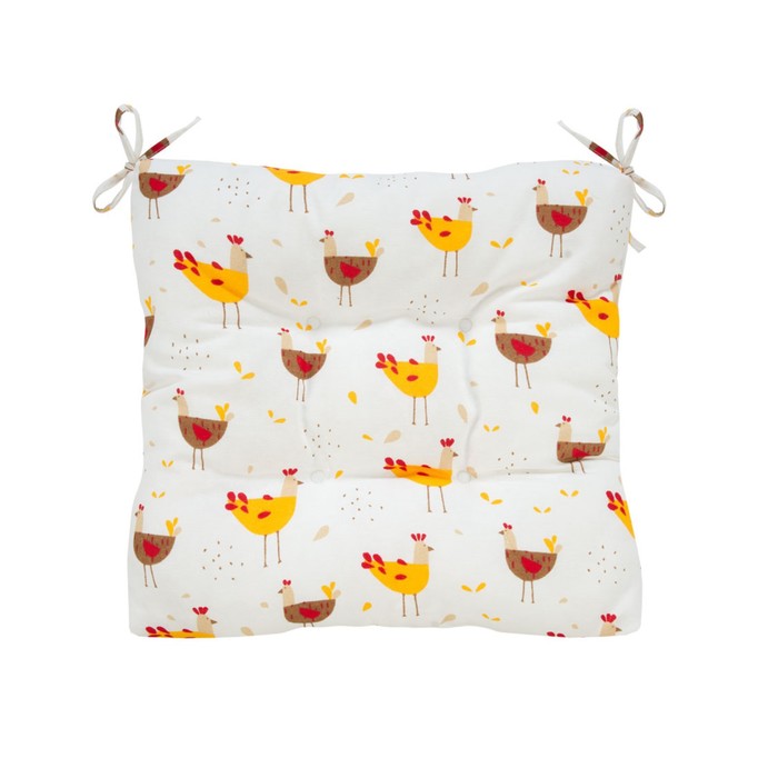 Подушка на стул Hens, размер 40х40 см, цвет желтый
Подушка на стул Hens, размер 40х40 см, цвет желтый