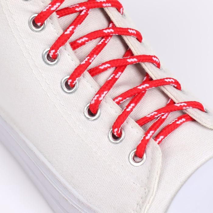 фото Шнурки для обуви, пара, круглые, 5 мм, 120 см, цвет красный/белый onlitop