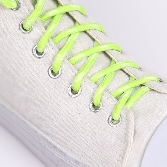 фото Шнурки для обуви, пара, круглые, 5 мм, 120 см, цвет салатовый/белый onlitop