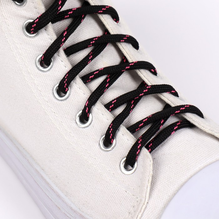 фото Шнурки для обуви, пара, круглые, 6 мм, 120 см, цвет чёрный/розовый onlitop