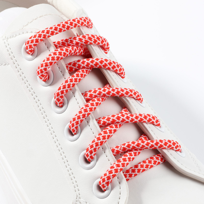 фото Шнурки для обуви, пара, круглые, 6 мм, 120 см, цвет красный/белый onlitop