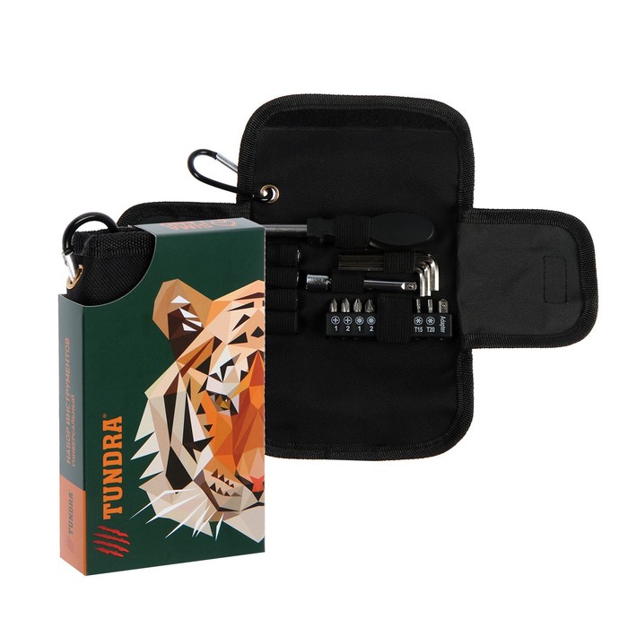 Набор инструментов ТУНДРА, подарочный чехол с карабином, 19 предметов
Набор инструментов ТУНДРА, подарочный чехол с карабином, 19 предметов