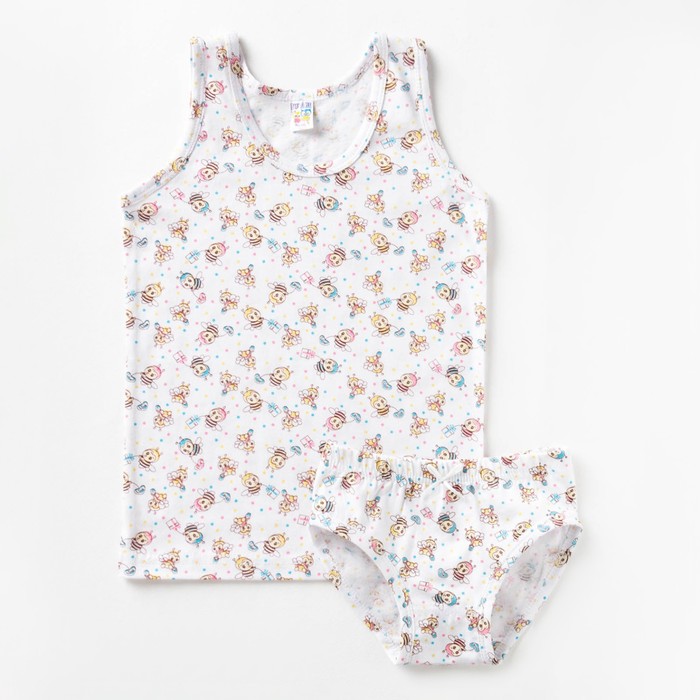 Комплект (майка, трусы) для девочки, цвет белый, рост 98 
Комплект (майка, трусы) для девочки, цвет белый, рост 98