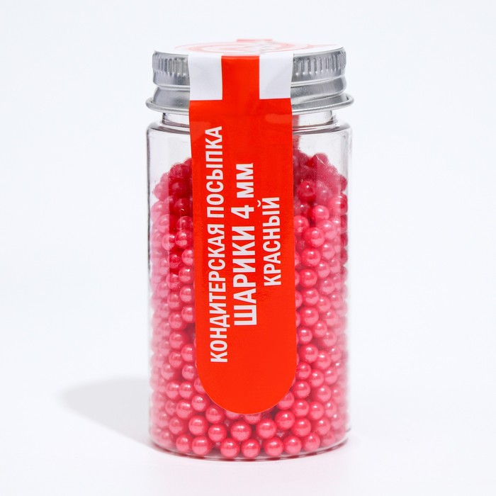 фото Кондитерская посыпка шарики 4 мм, красный, 50 г кондимир