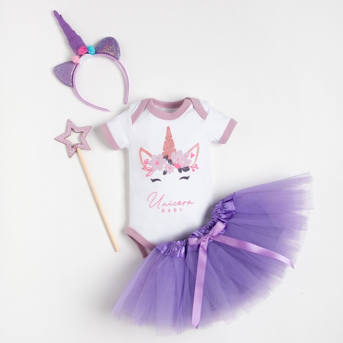 Набор Крошка Я: боди, юбка, ободок "Единорог", белый/фиолетовый, рост 68-74 см
Набор Крошка Я: боди, юбка, ободок "Единорог", белый/фиолетовый, рост 68-74 см