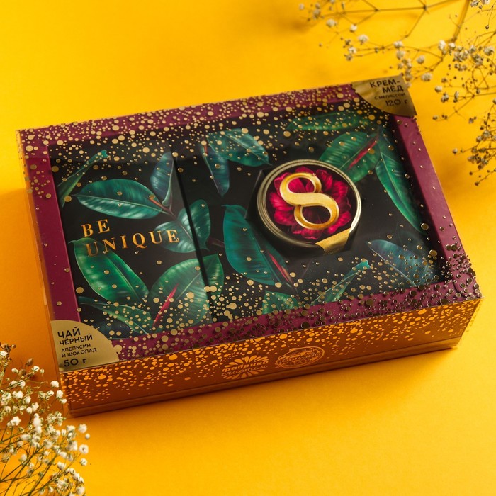 Набор «8 Марта»: чай с апельсином и шоколадом 50 г., крем-мёд с мелиссой 120 г.
Набор «8 Марта»: чай с апельсином и шоколадом 50 г., крем-мёд с мелиссой 120 г.