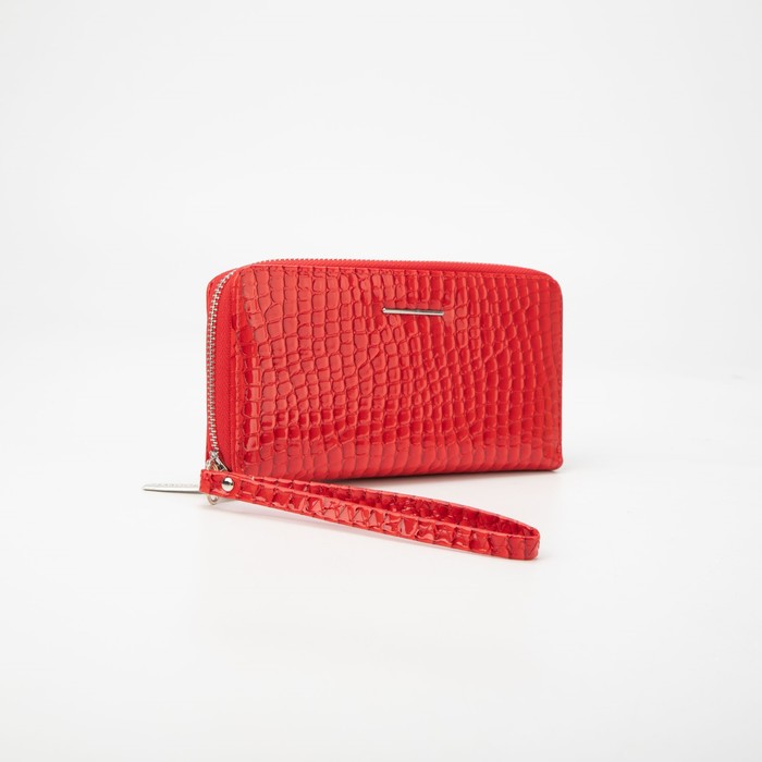 Кошелёк на молнии, с ручкой, цвет красный 
Кошелёк на молнии, с ручкой, цвет красный