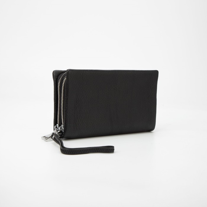 Портмоне на молниях, с ручкой, для купюр, для карт, для монет, цвет чёрный
Портмоне на молниях, с ручкой, для купюр, для карт, для монет, цвет чёрный