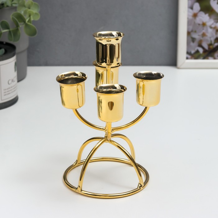 Подсвечник металл на 5 свечей "Факел" золото 16х9х9 см
Подсвечник металл на 5 свечей "Факел" золото 16х9х9 см