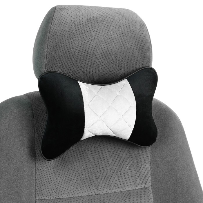 Подушка автомобильная для шеи 27×17 см, велюр, черный с серой вставкой 
Подушка автомобильная для шеи 27×17 см, велюр, черный с серой вставкой