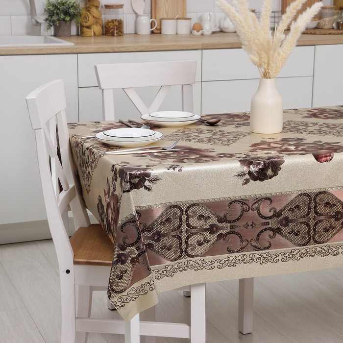 Клеёнка столовая на тканевой основе, рулон 20 метров, ширина 137 см, цвет коричнево-золотой
Клеёнка столовая на тканевой основе, рулон 20 метров, ширина 137 см, цвет коричнево-золотой