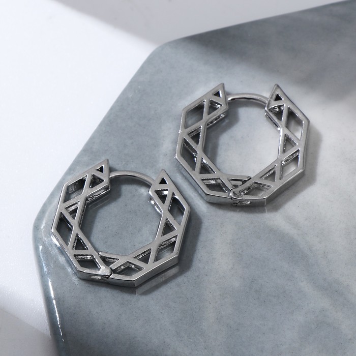 Серьги металл "Геометрия" сетка, цвет серебро 
Серьги металл "Геометрия" сетка, цвет серебро