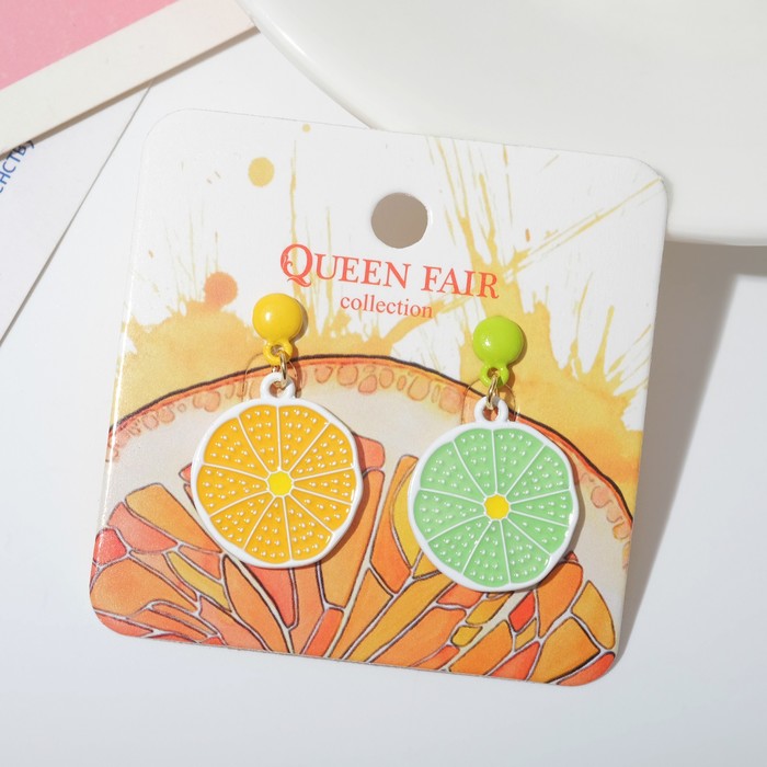 Серьги эмаль "Вкусности" цитрусы, цвет зелёно-оранжевый 
Серьги эмаль "Вкусности" цитрусы, цвет зелёно-оранжевый