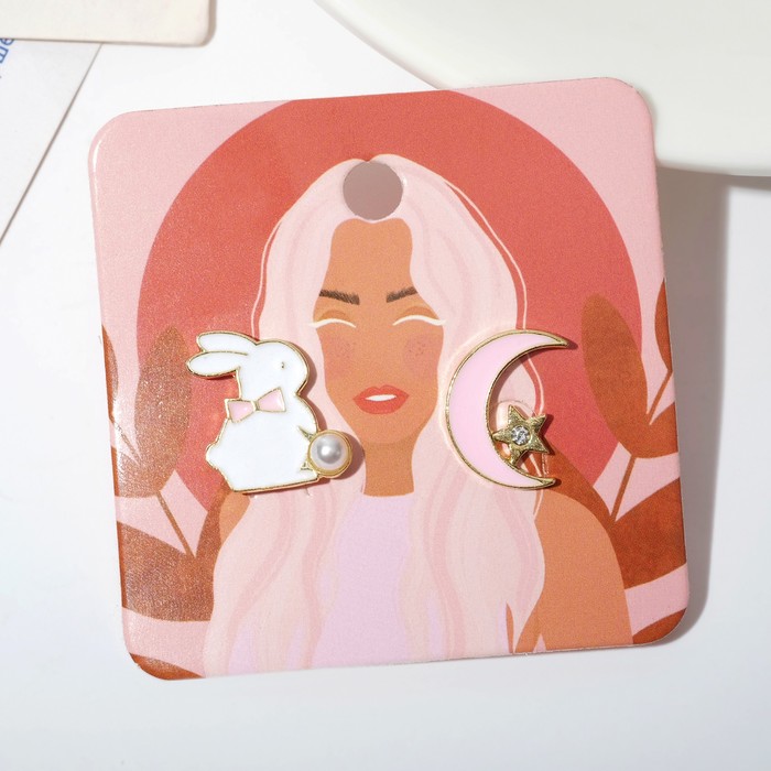 Серьги эмаль "Заяц и месяц", цвет бело-розовый в золоте
Серьги эмаль "Заяц и месяц", цвет бело-розовый в золоте