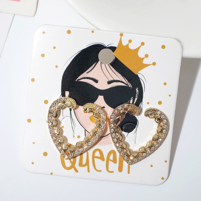 Серьги со стразами "Сердечки" разрыв, цвет белый в золоте
Серьги со стразами "Сердечки" разрыв, цвет белый в золоте